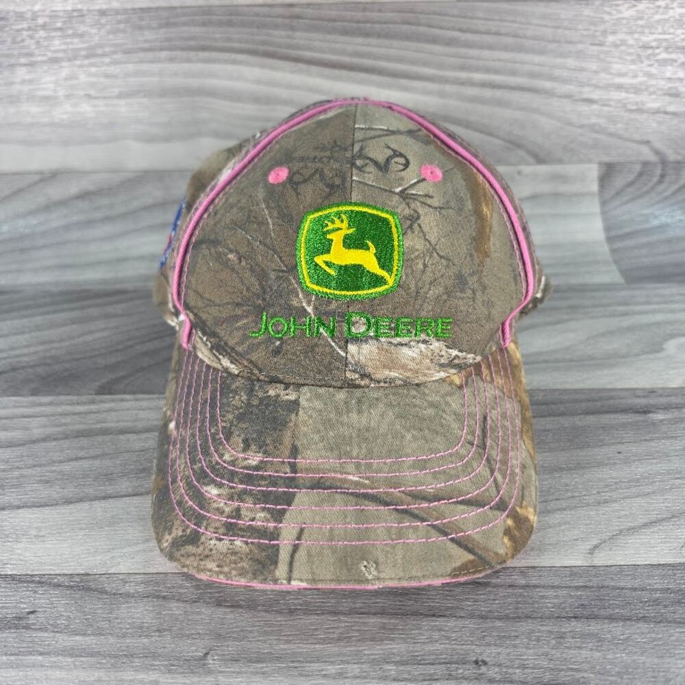 EUC John Deere Pink Camo Baseball Cap Hat RealTree Embroidery Safety Award OSFM